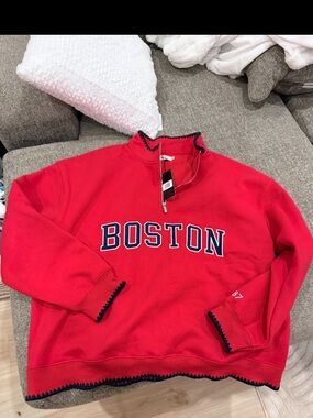 1987 brand Boston Red Half-Zip Sweater